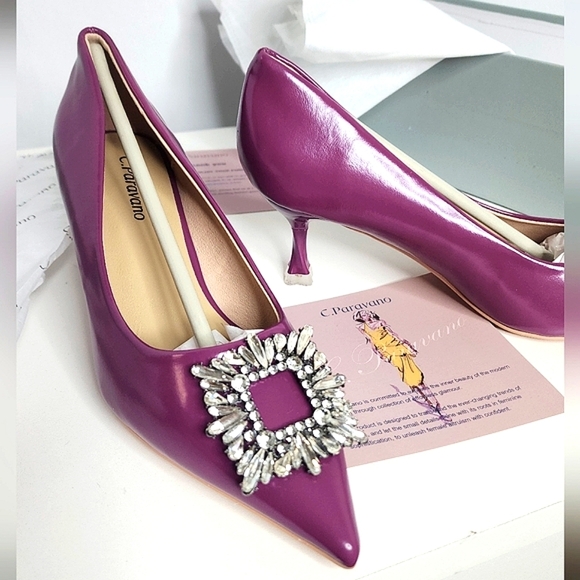 ‼️NEW IN ‼️C.Paravano Chic Purple Shoes Kitten Heel 🔥 - Picture 4 of 10